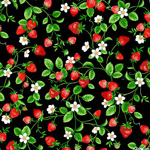 Strawberry Fields - Blooming Strawberry - Black