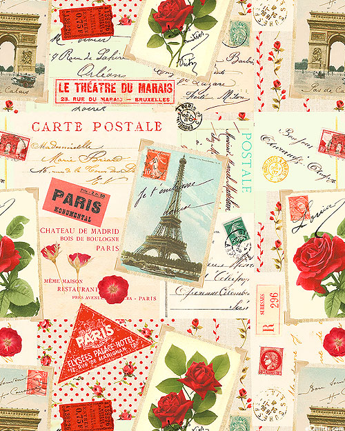 Vintage Rose - Paris Vintage Postcards - Parchment - DIGITAL