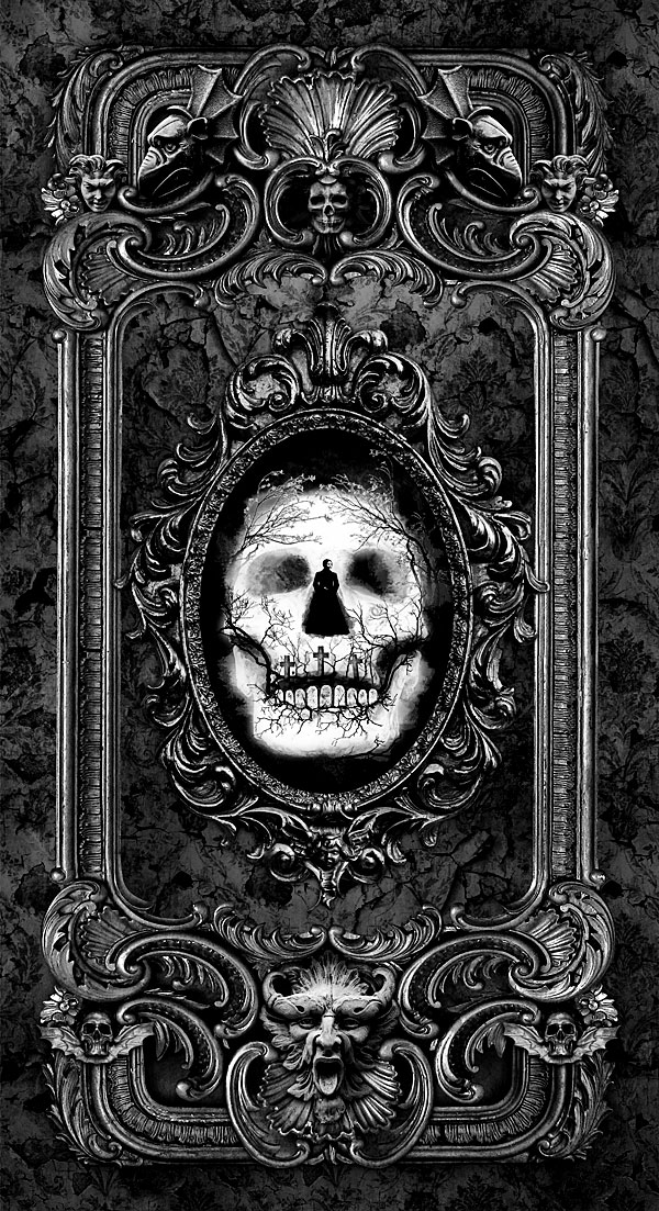 Wicked Eve - Wicked Skull - Black - 24" x 44" PANEL