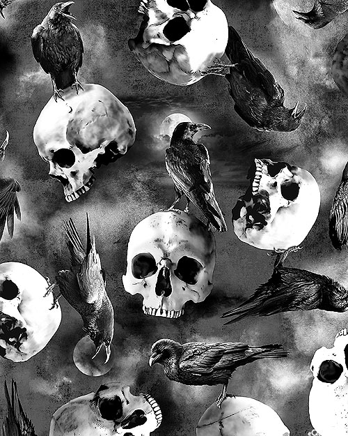 Something Wicked - Raven Skulls - Charcoal - DIGITAL