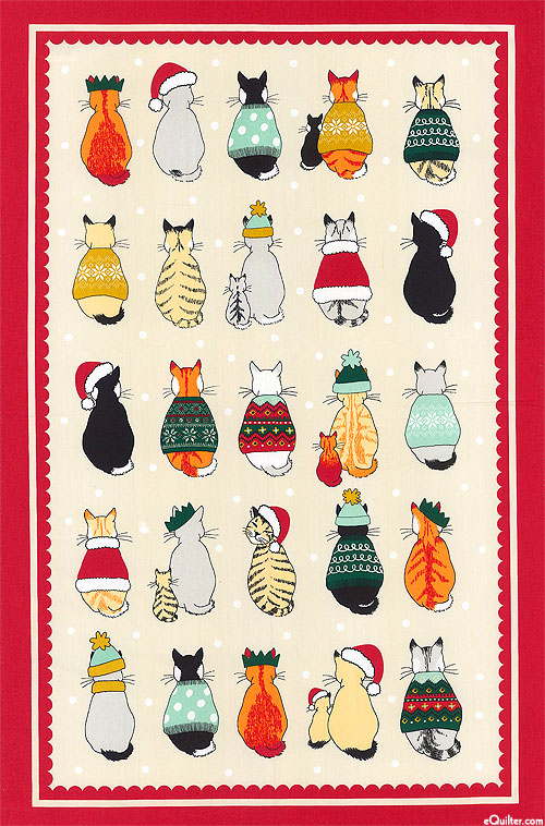 Christmas Cats in Waiting - Tea Towel
