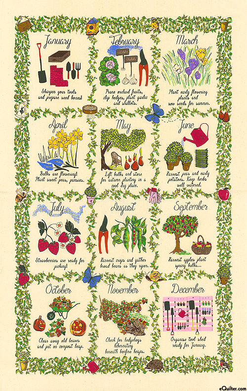 eQuilter Gardener's Calendar 2 - Tea Towel