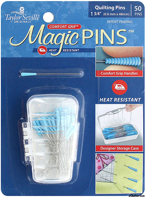 eQuilter Comfort Grip Magic Quilting Pins - 50 Count
