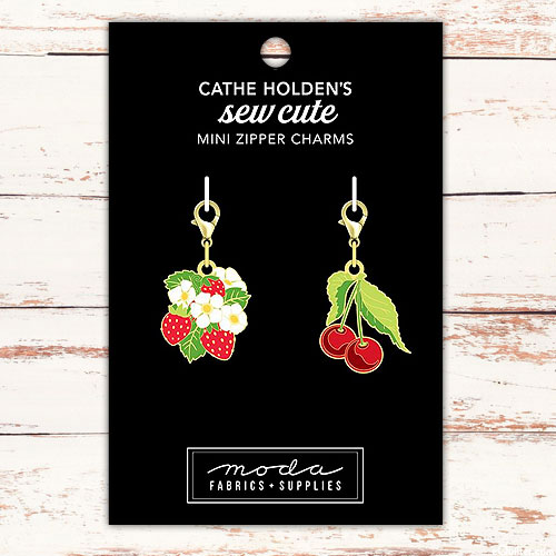 Sew Cute Zipper Charms - Mini Strawberry & Cherry