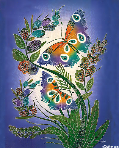 Mystic Butterfly - 30" x 36" - Hand Painted Batik Panel - Marine