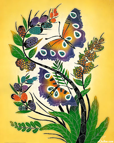 Mystic Butterfly - 29" x 36" - Hand Painted Batik Panel - Honey
