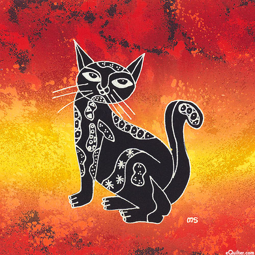 Proud Cat - 12" x 12" - Hand Painted Batik Panel