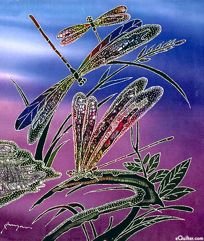 Carefree Dragonflies - 19" x 18" - Hand Painted Batik Panel