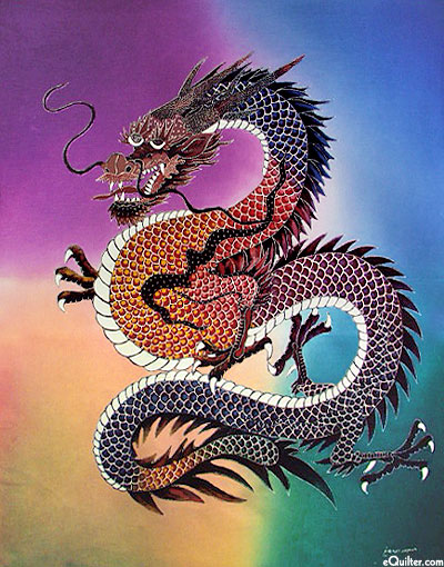 Rainbow Dragon Batik - 28" x 36" - Hand Painted Batik Panel