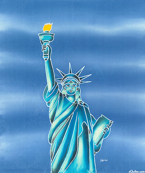 Lady Liberty - 17" x 19"- Hand Painted Batik Panel