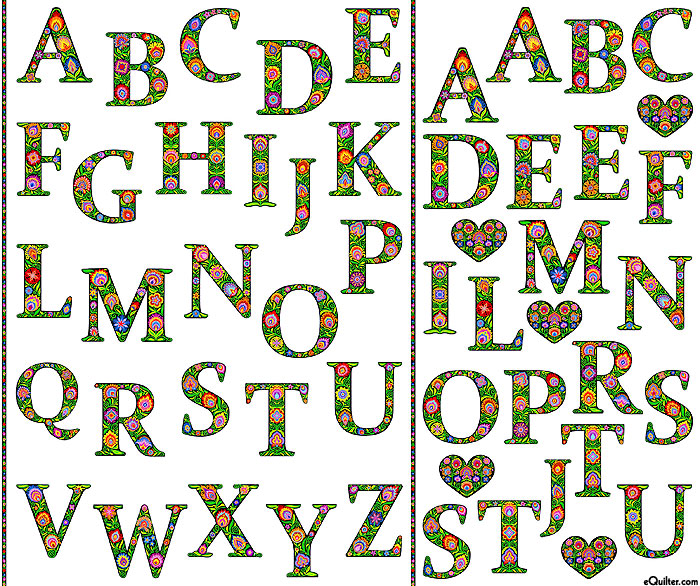Alphabet Garden - Floral Letters - White - 36" x 44" PANEL