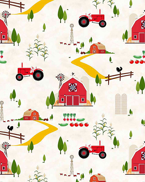 Red Barn Farm - Country Landscape - Milk White - DIGITAL