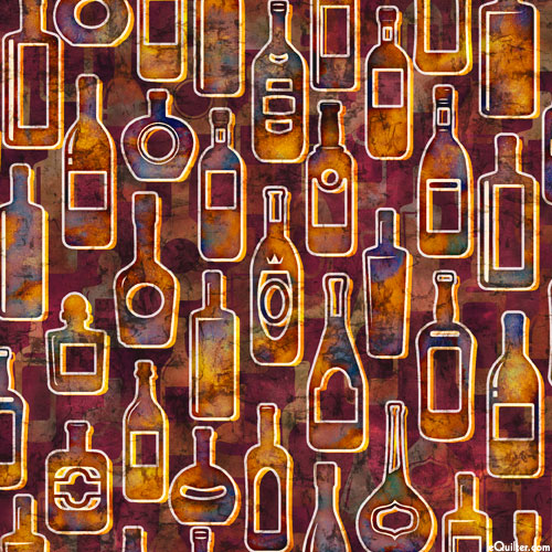 Cocktail Hour - Vintage Bottles - Raisin - DIGITAL