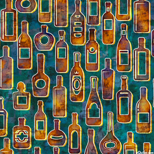 Cocktail Hour - Vintage Bottles - Teal - DIGITAL