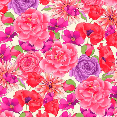 Glorious Garden - Flourishing Blooms - Cream - DIGITAL