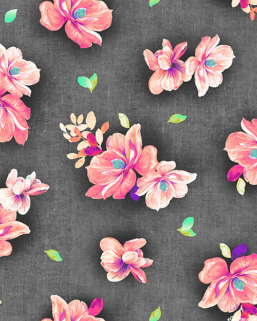 Jacqueline - Pink Blossoms - Graphite - DIGITAL