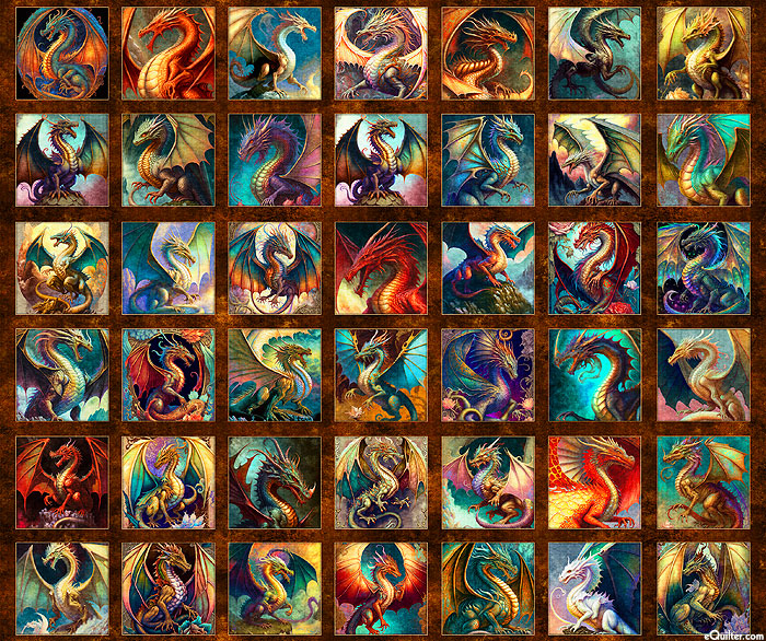 Dragon Fyre - Dragon Blocks - Cocoa Brown - 36" x 44" PANEL