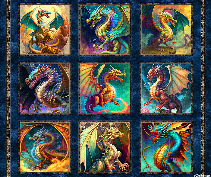 Dragon Fyre - Legend Blocks - Midnight Blue - 36" x 44" PANEL
