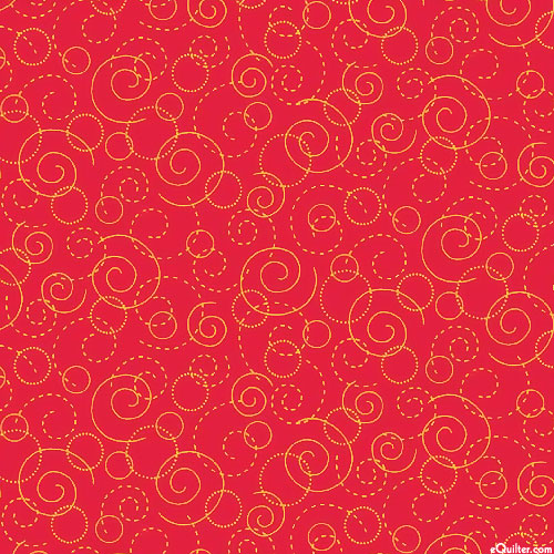 Floral Jubilee - Swirly Shapes - Flame Red - DIGITAL