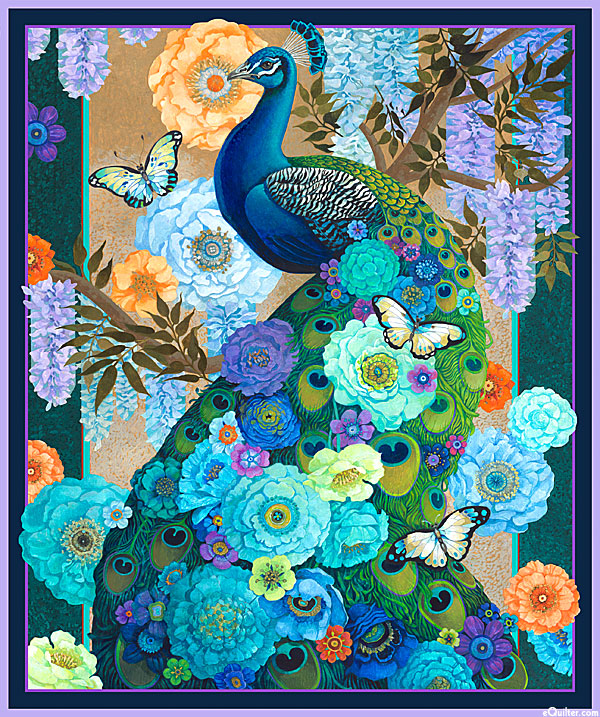 Peacock Blossoms - Wild Bouquet - Multi - 36" x 44" PANEL