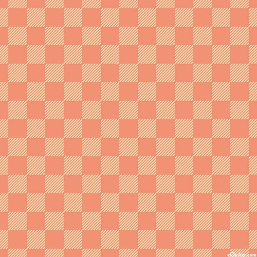 Cute & Cuddly - Striated Checkerboard - Peach - DIGITAL