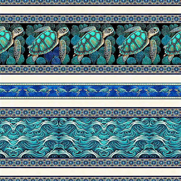 Endless Blues - Sea Turtle Stripe - Ivory - DIGITAL