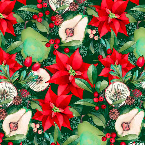 Peppermint Christmas - Poinsettia Pears - Evergreen - DIGITAL