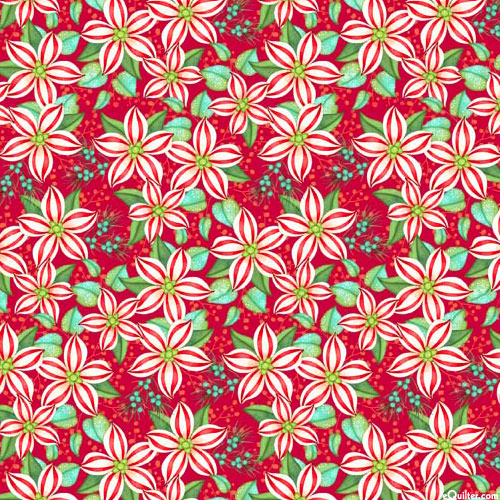 Peppermint Christmas - Candy Cane Florals - Scarlet - DIGITAL