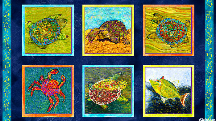 Mosaic Turtles - Sea Life Snapshots - 24" x 44" PANEL