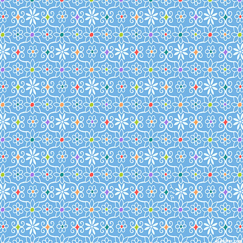 Tweet! Tweet! - Floral Wallpaper - Sky Blue - DIGITAL