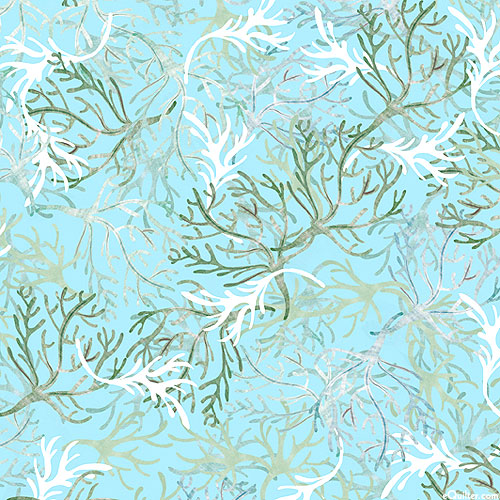 Seashore - Seaweed Fronds - Deep Aqua - DIGITAL
