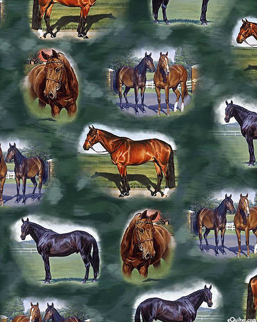 Horse Country - Portrait Collage - Midnight Green - DIGITAL