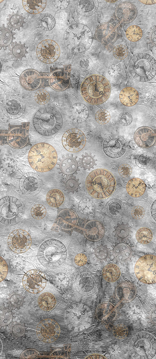 Steampunk Express - Clock Collection - Silver Gray - DIGITAL