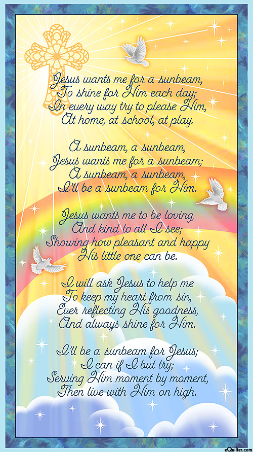 I'll Be a Sunbeam - Children's Hymn - 24" x 44" PANEL