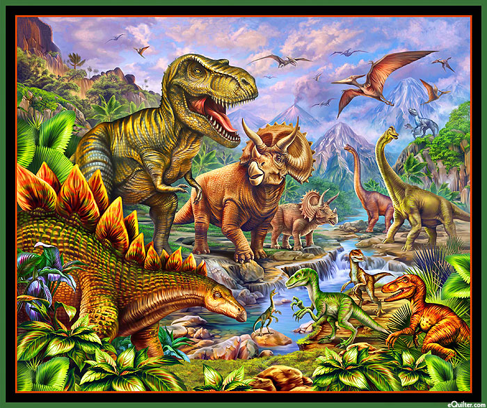 Jurassic Journey - Dinosaur Gathering - 36" x 44" PANEL