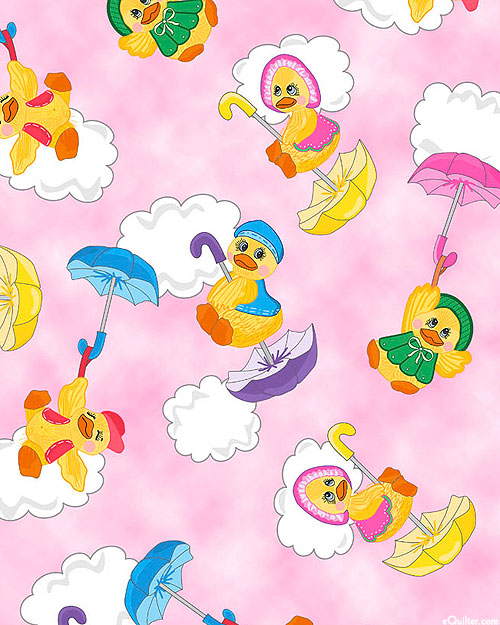 Spring Showers - Cloudy Ducklings - Pastel Pink - DIGITAL
