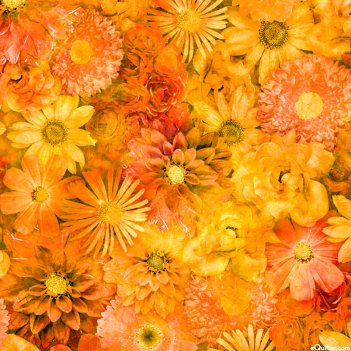 Blossom - Daisies & Dahlias - Sunny Yellow - DIGITAL PRINT