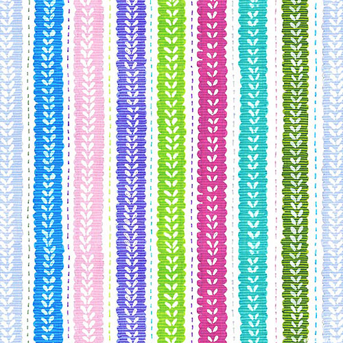 Spring Awakening - Embroidery Stripe - White - DIGITAL