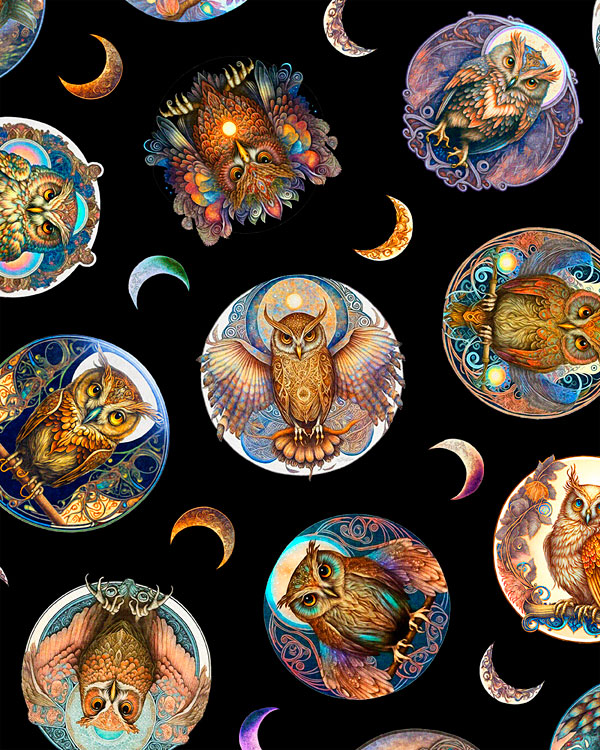 Mystic Owls - Feather Friend Medallions - Flat Black - DIGITAL