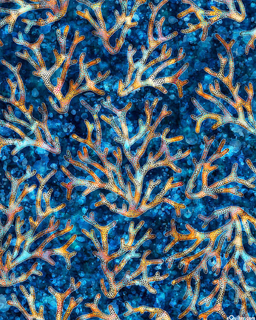 Oceana - Sea Corals - Indigo Blue - DIGITAL PRINT