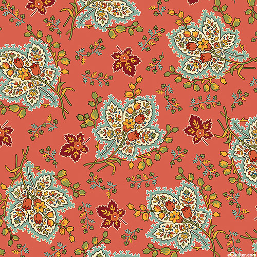 Ophelia - Floral Leaves - Autumn Red - DIGITAL