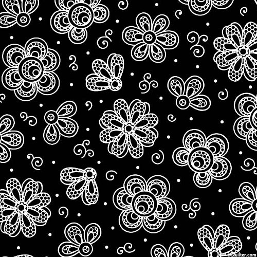 Bianco E Nero - Floral Swirls - Black - DIGITAL