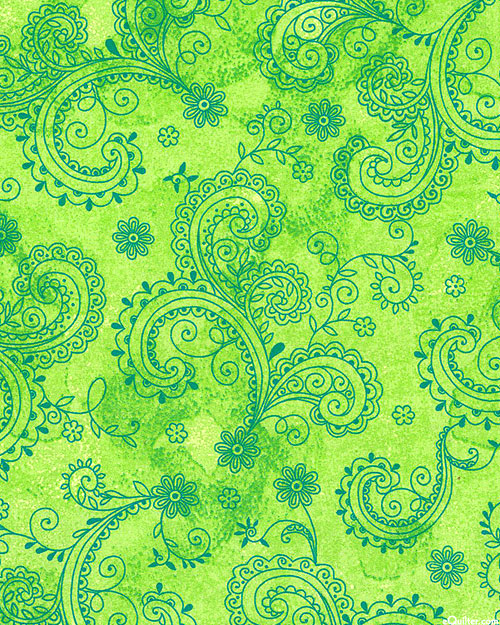 Avalon - Paisley Song - Lime Green - 108" QUILT BACKING