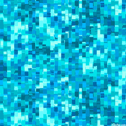 Ombre Squares - Color Pixels - Aqua - 108" QUILT BACKING