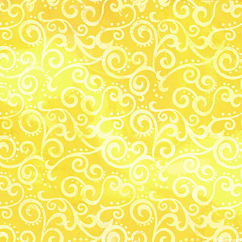 Scrolling Swirl - Daffodil - 108" QUILT BACKING