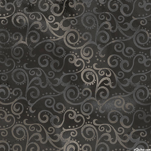 Scrolling Swirl - Charcoal - 108" QUILT BACKING