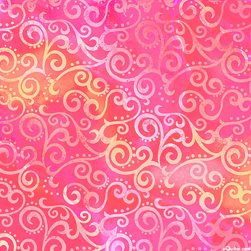 Scrolling Swirl - Strawberry Pink - 108" QUILT BACKING