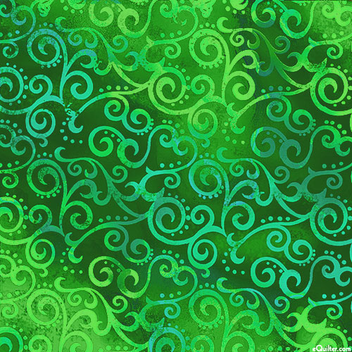 Scrolling Swirl - Emerald - 108" QUILT BACKING