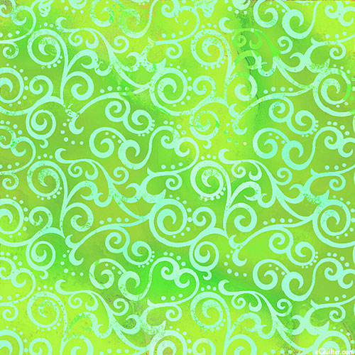 Scrolling Swirl - Neon Green - 108" QUILT BACKING