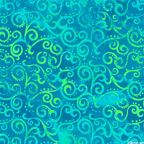 Scrolling Swirl - Teal - 108" QUILT BACKING
